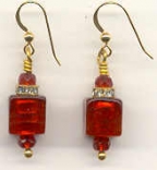 Red Cube Shaped Earrings